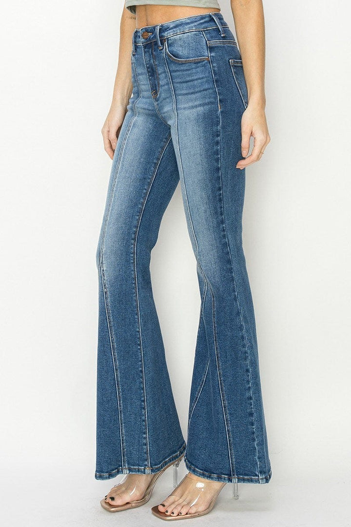 Risen High Rise Flare Front Seam Detailed Jeans