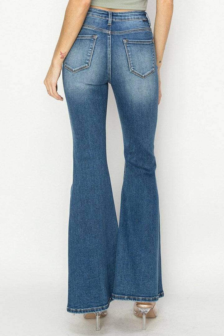 Risen High Rise Flare Front Seam Detailed Jeans