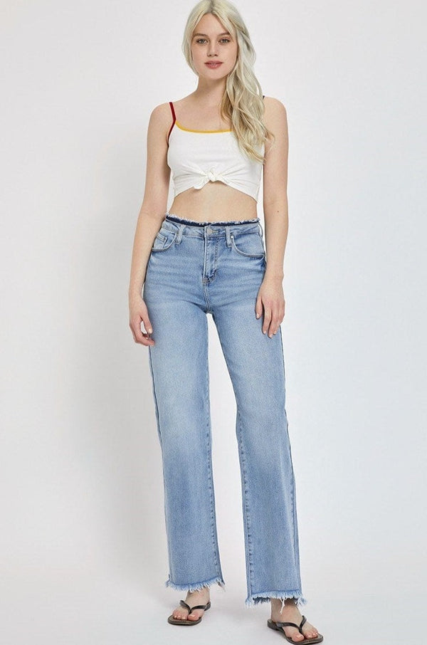 Risen High Rise Wide Leg Jeans