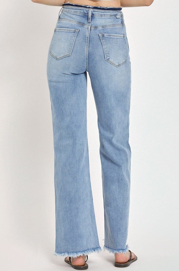 Risen High Rise Wide Leg Jeans