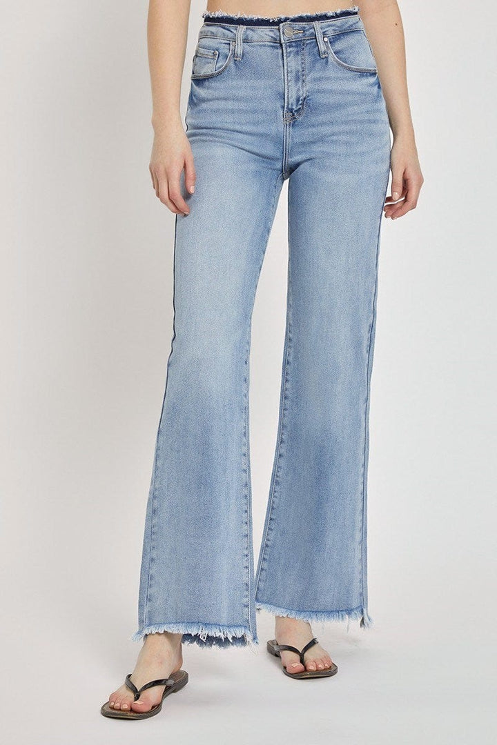 Risen High Rise Wide Leg Jeans