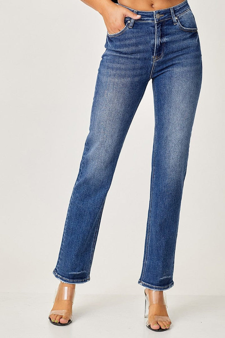 Risen Jeans Mid-Rise Slim Relaxed Straight Jeans