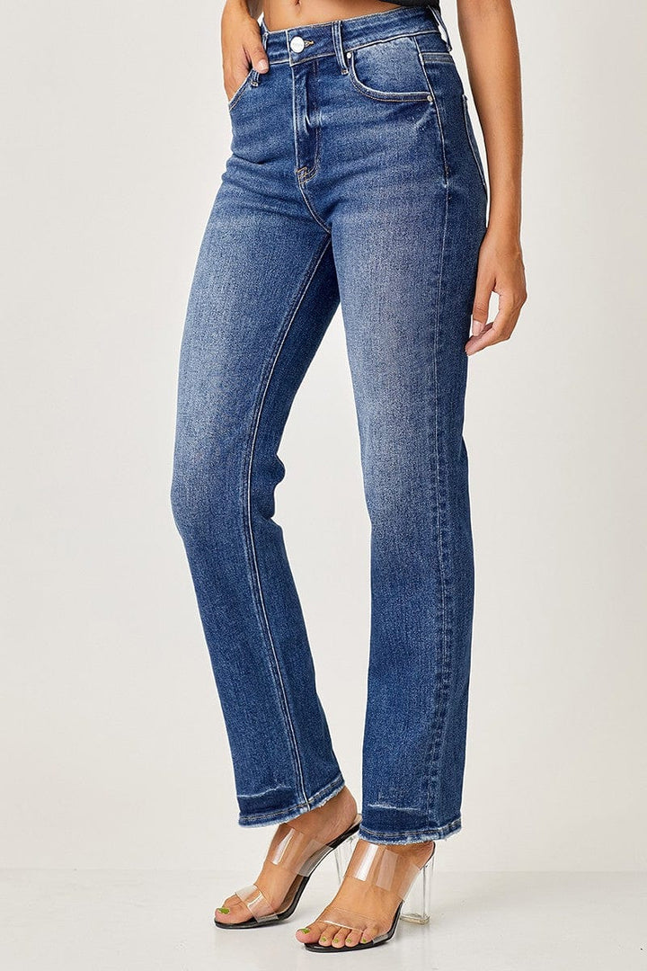 Risen Jeans Mid-Rise Slim Relaxed Straight Jeans