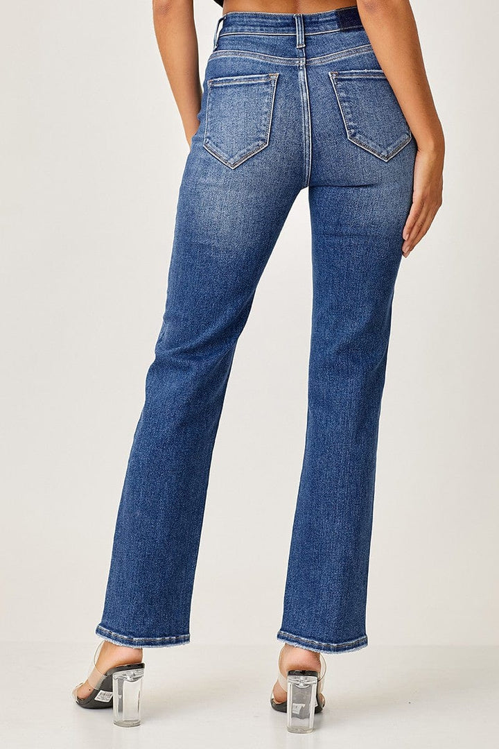 Risen Jeans Mid-Rise Slim Relaxed Straight Jeans