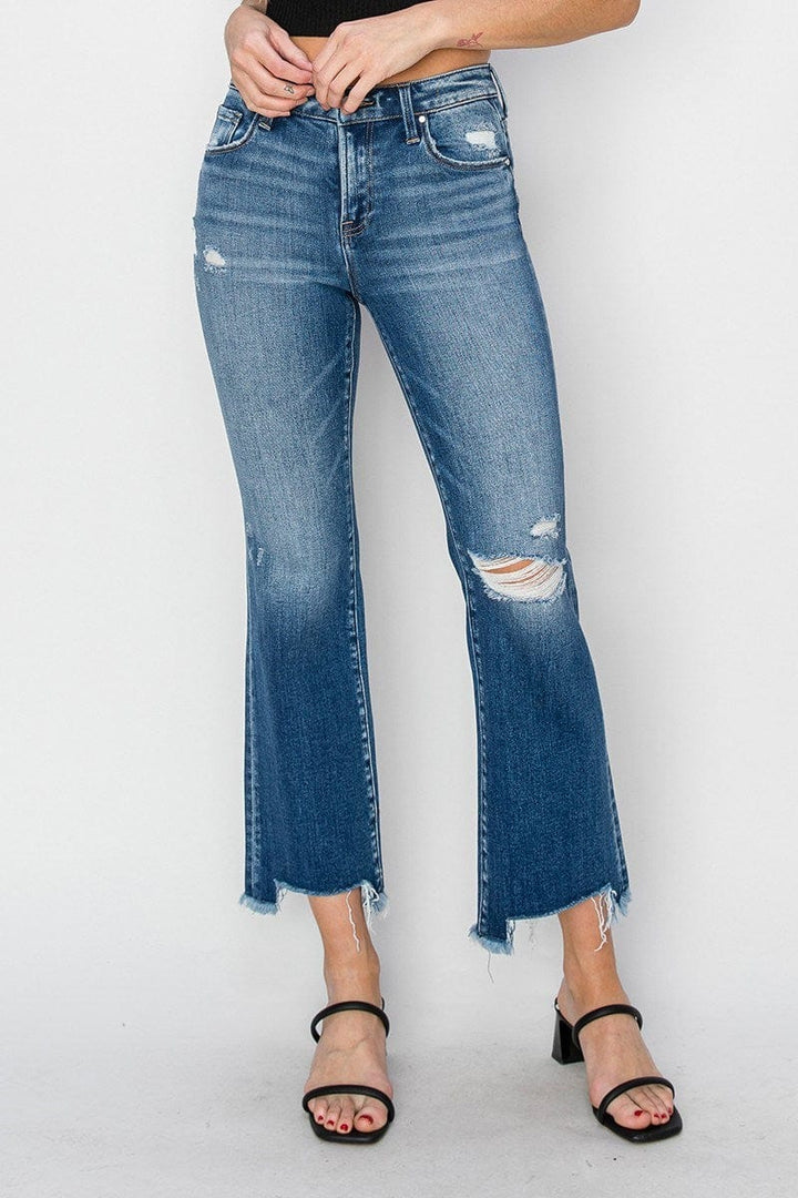 Risen Mid-Rise Ankle Bootcut Jeans