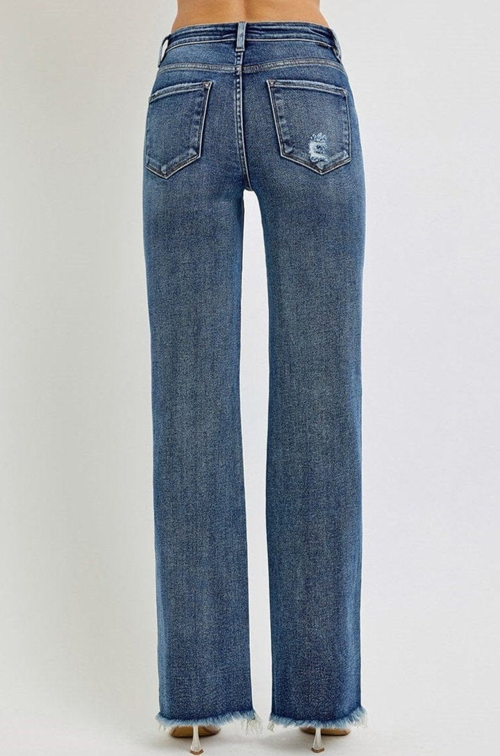 Risen Tummy Control High Rise Long Straight Leg Jeans