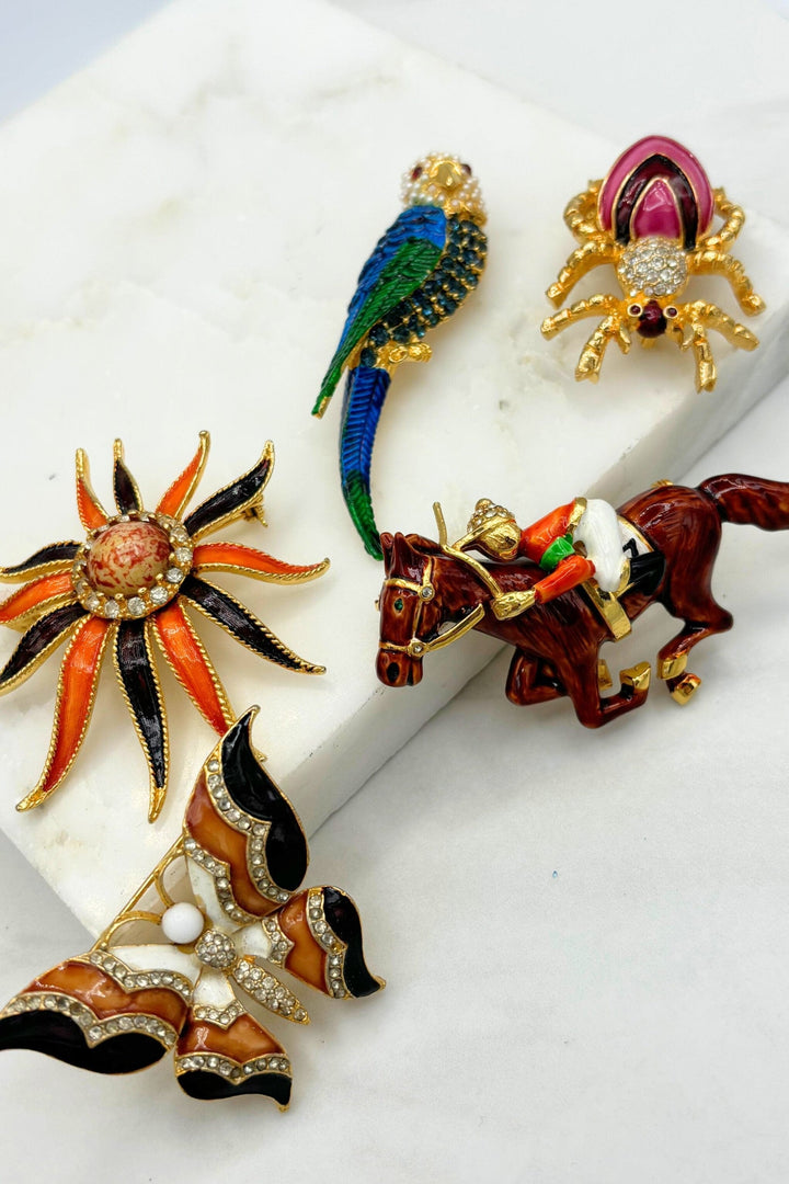 Robert Stross 1978 Vintage English Bejeweled Brooches