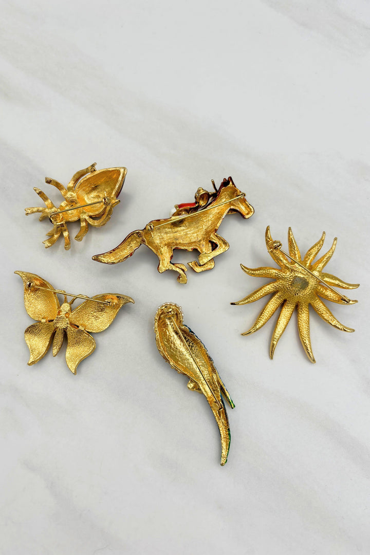 Robert Stross 1978 Vintage English Bejeweled Brooches