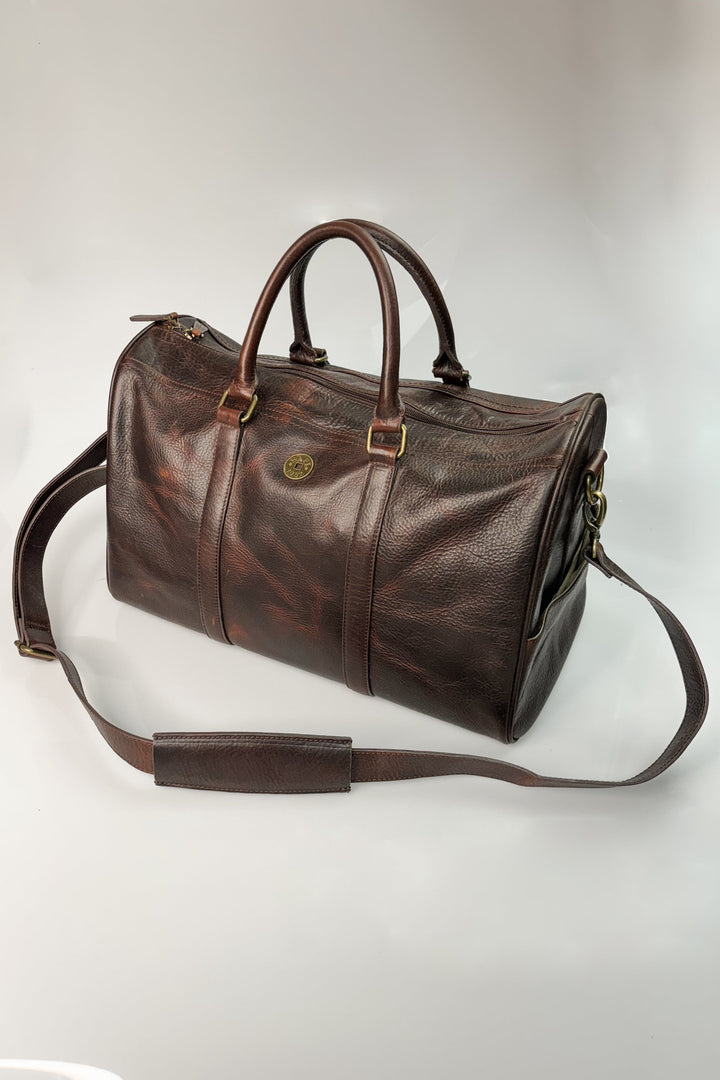 Safi 1952 Genuine Cow Leather Duffle Bag with Detachable Strap and Outer Pockets