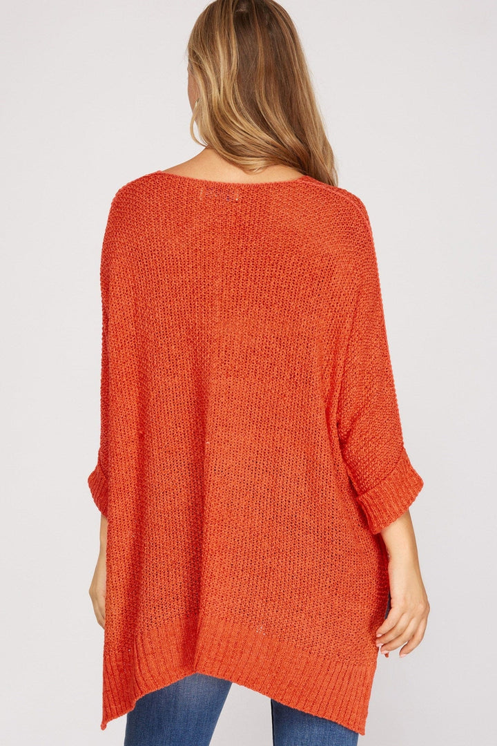 She + Sky Hi-Low Oversized Knit Sweater