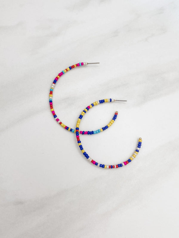 Single Strand Seed Bead Hoop Earrings