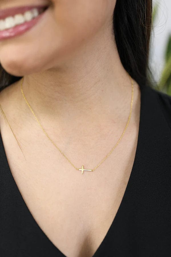 Small Cross Necklace on Dainty Chain