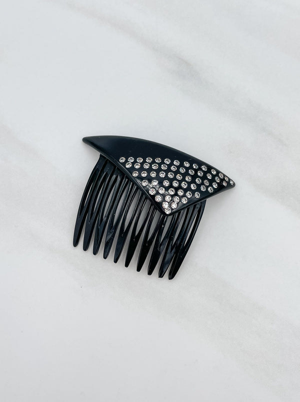 Small French Vintage Triangular Crystal Studded Hair Comb