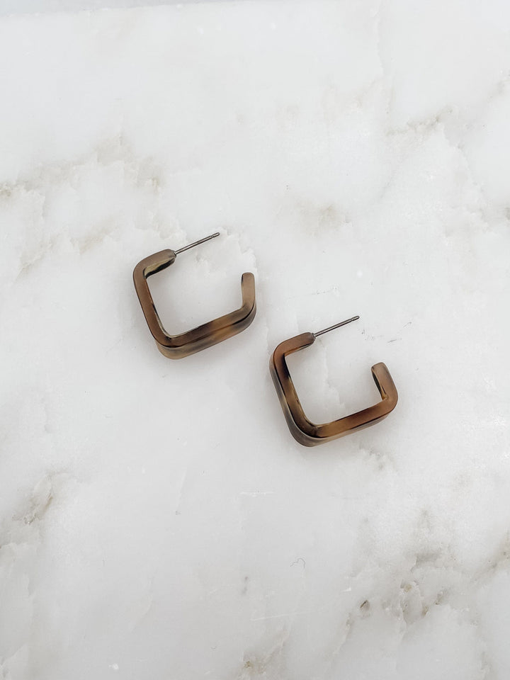 Small Matte Resin Square Hoop Earrings