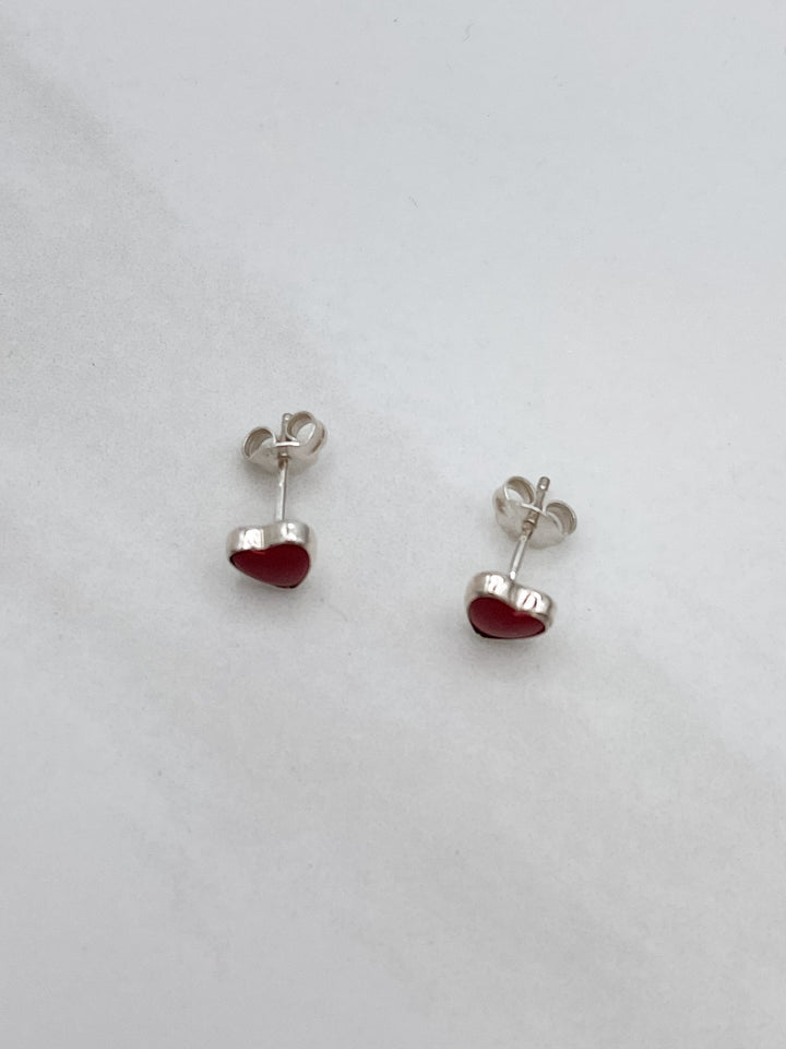 Small Sterling Silver Heart Stud Earrings