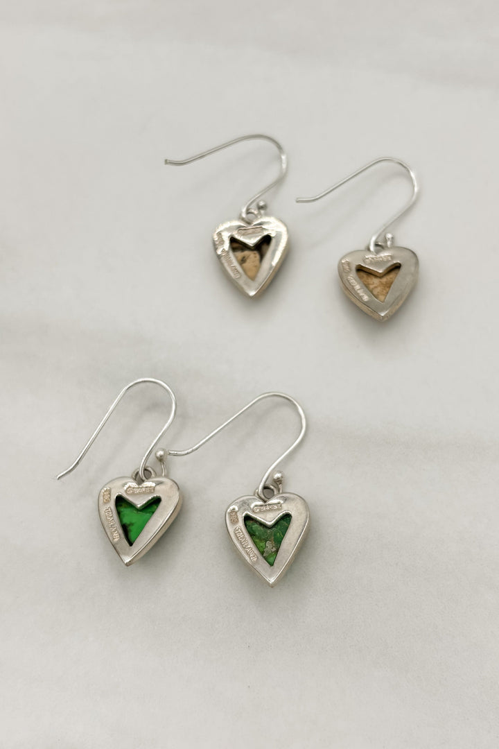 Sterling Silver and Heart Shaped Turquoise Earrings