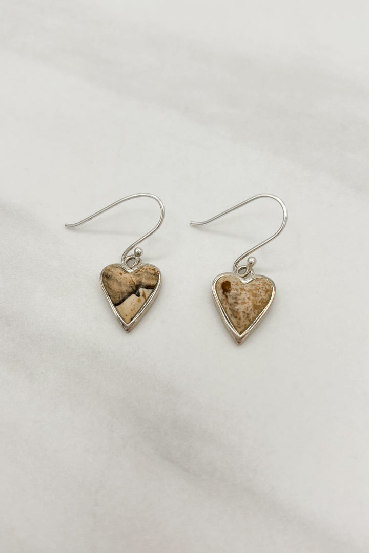 Sterling Silver and Heart Shaped Turquoise Earrings