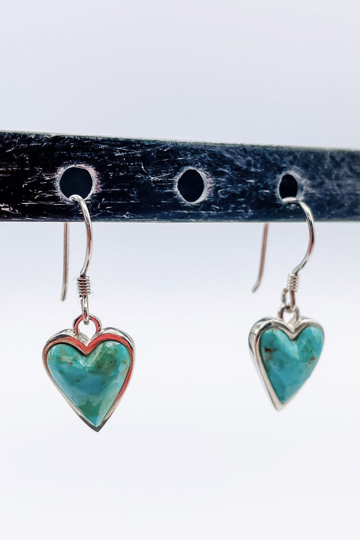 Sterling Silver and Heart Shaped Turquoise Earrings