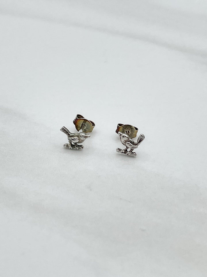 Sterling Silver Bird on a Branch Studs