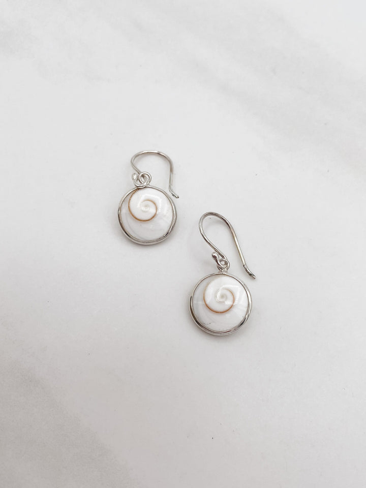 Sterling Silver Circle Shell Drop Earring