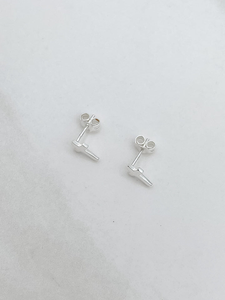 Sterling Silver Cross Stud Earrings