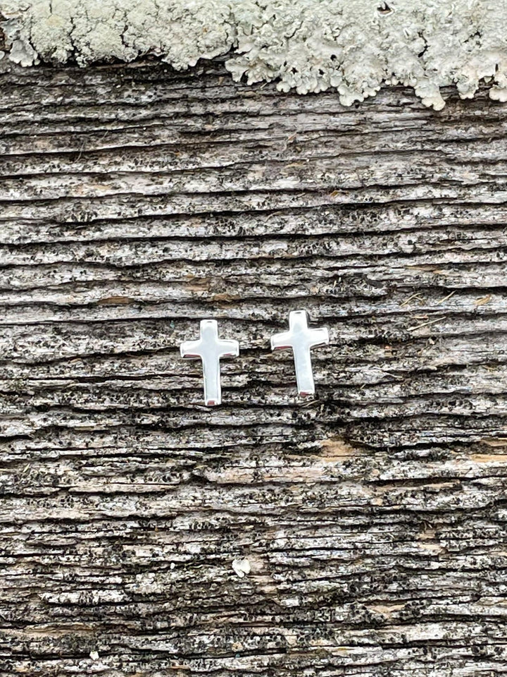 Sterling Silver Cross Stud Earrings