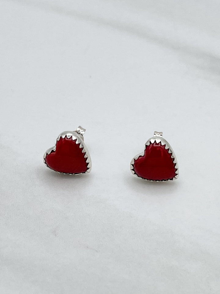 Sterling Silver Heart Stud Earrings