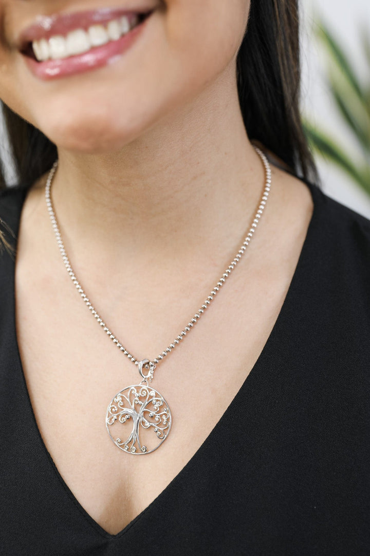 Sterling Silver Medium Tree of Life Pendant Necklace