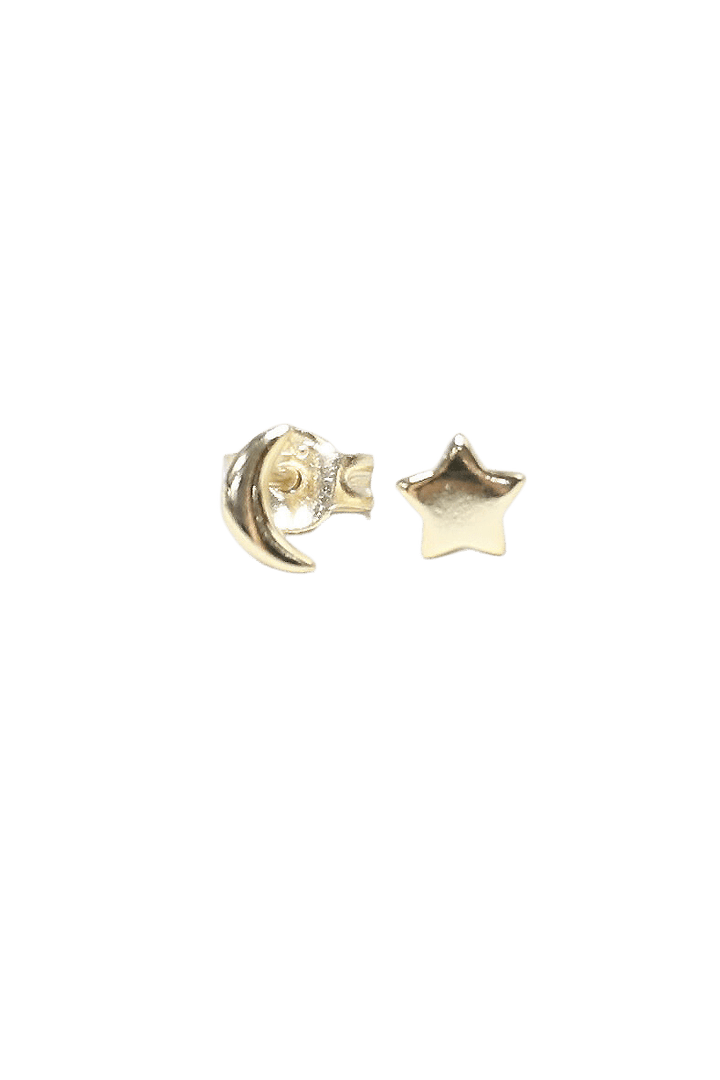 Sterling Silver Moon and Star Stud Earrings