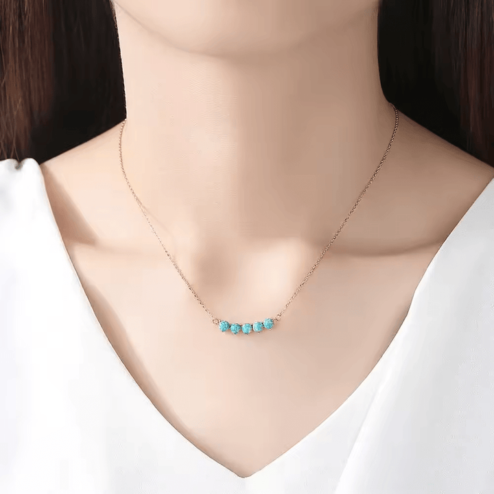 Sterling Silver or Gold Plated 5 Stone Opal Bar Necklace