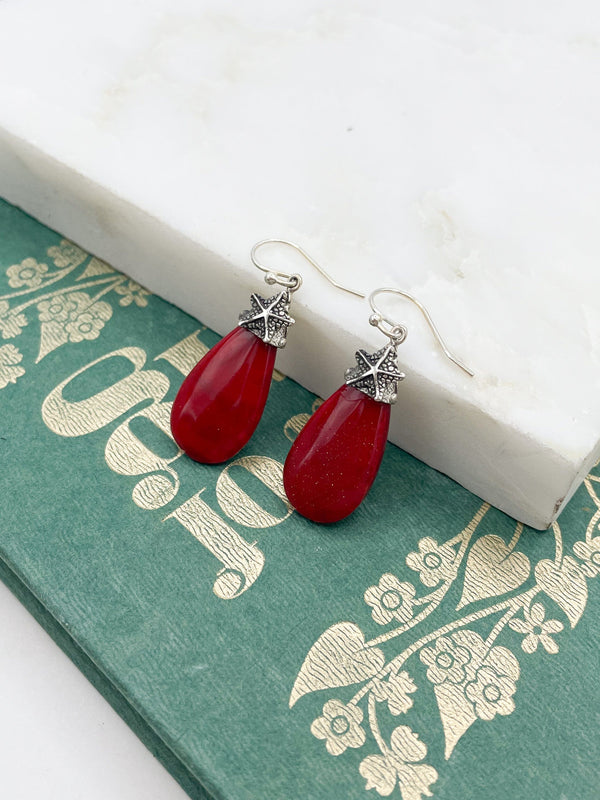 Sterling Silver Stone Teardrop Earrings