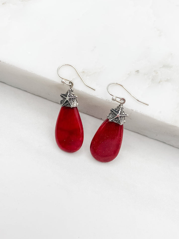 Sterling Silver Stone Teardrop Earrings