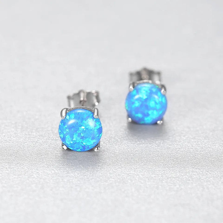 Stud Earrings with 6mm Opal