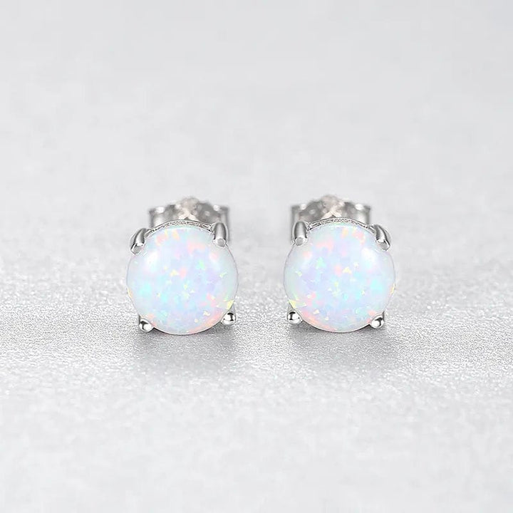 Stud Earrings with 6mm Opal