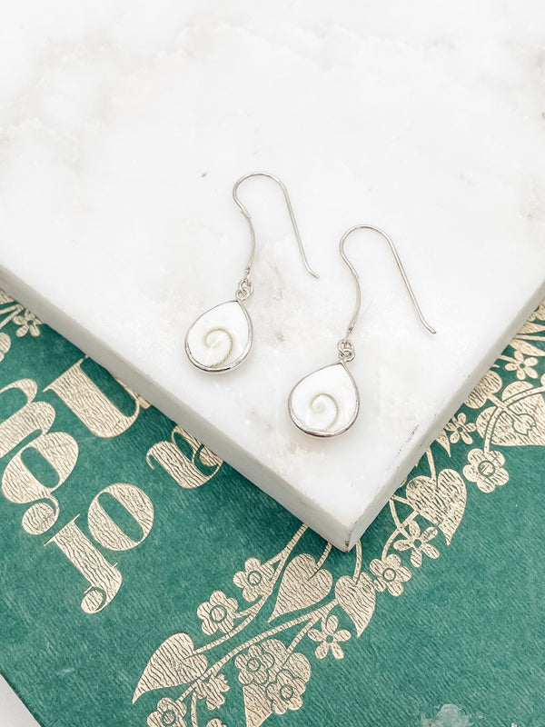 Teardrop-Shape Shell Drop Earrings