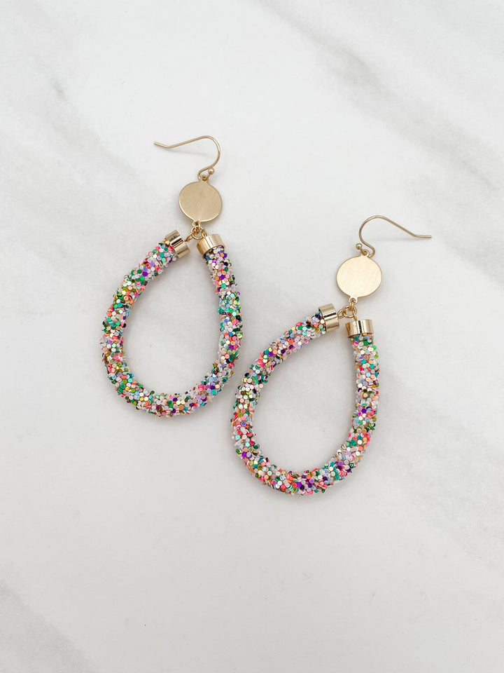 Teardrop Sparkling Tube Earrings