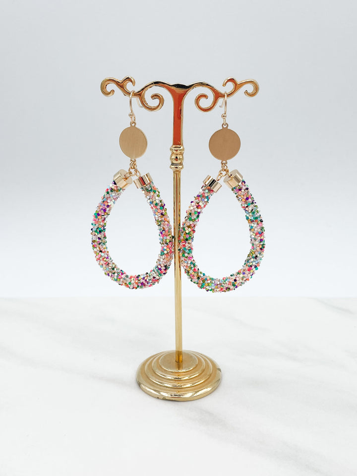 Teardrop Sparkling Tube Earrings