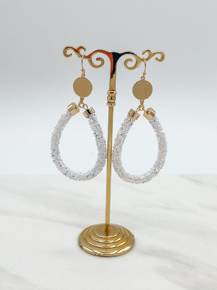 Teardrop Sparkling Tube Earrings