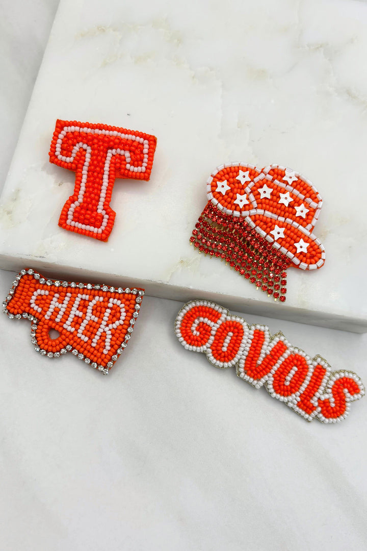 Tennessee Vols Beaded Felt Back Brooches