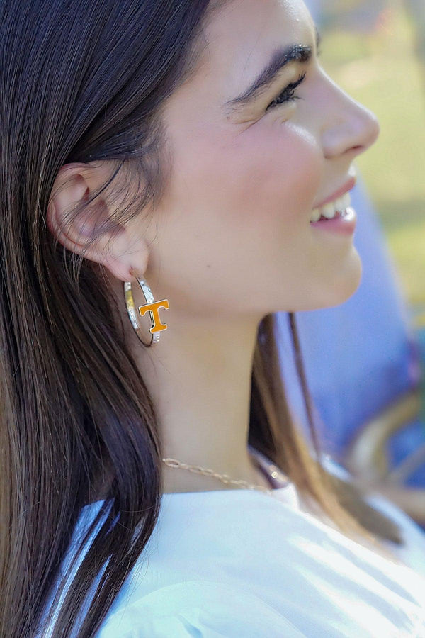 Tennessee Volunteers Enamel Logo Hoop Earrings