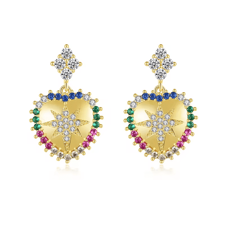 The Sophia Starburst Gold Heart Earrings