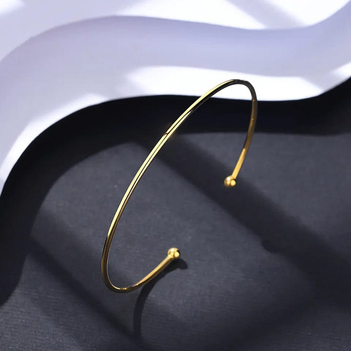 Thin Cuff Adjustable Bracelet 14K Gold Plated