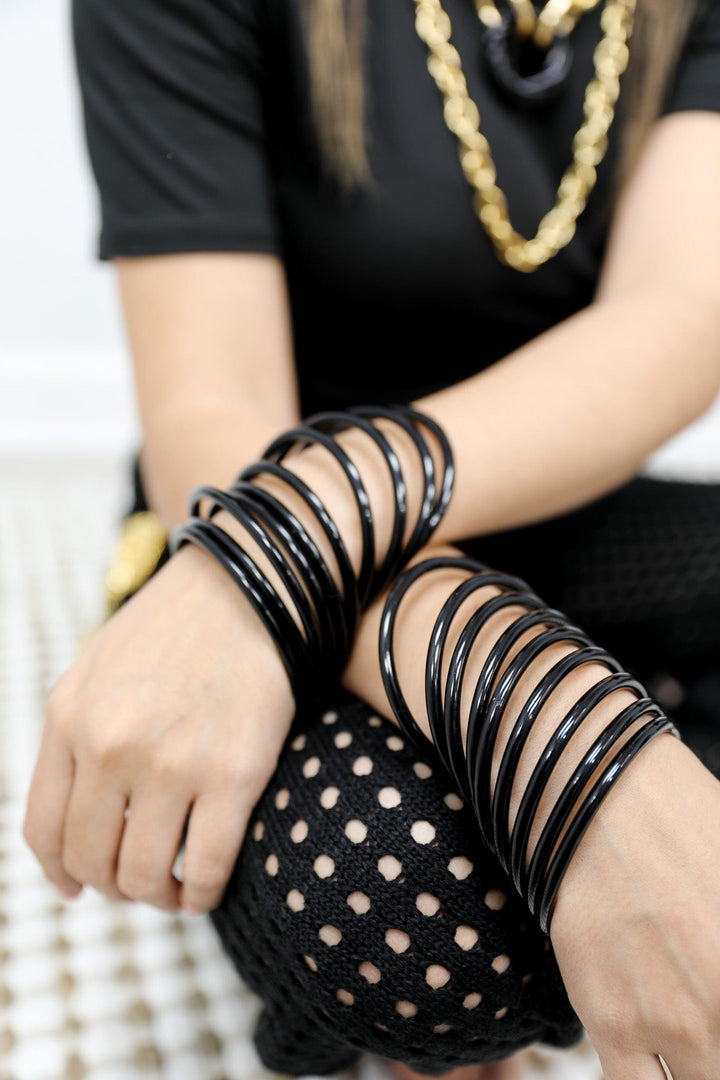 Thin Vintage Black Bangles Sold as Set of 6