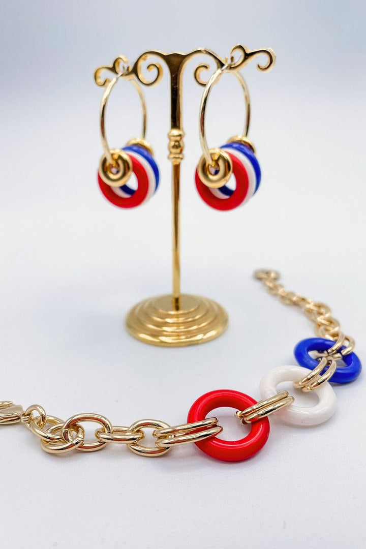 Triloop Red, White, & Blue Gold Bracelet