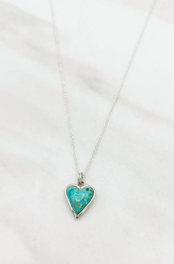 Turquoise and Sterling Silver Heart Necklace