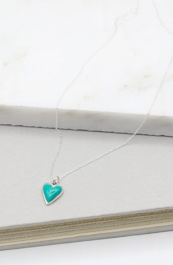 Turquoise and Sterling Silver Heart Necklace