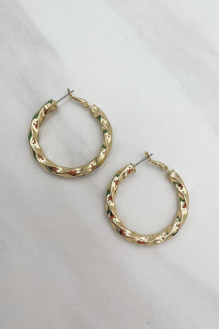 Twisted Gold Hoop Earrings