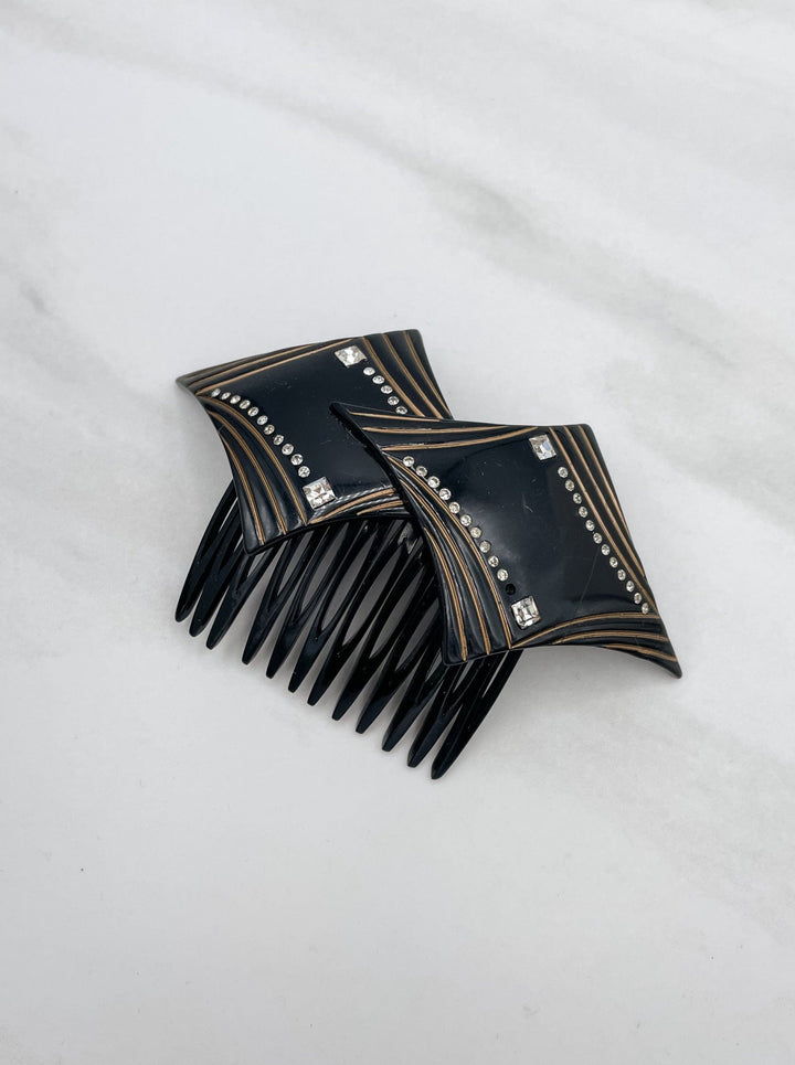 Vintage French Layered and Accented Rhombus Hair Comb