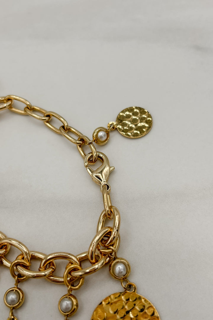 Vintage Gold Coin and Pearl Accent Interchangable Bracelet/Anklet