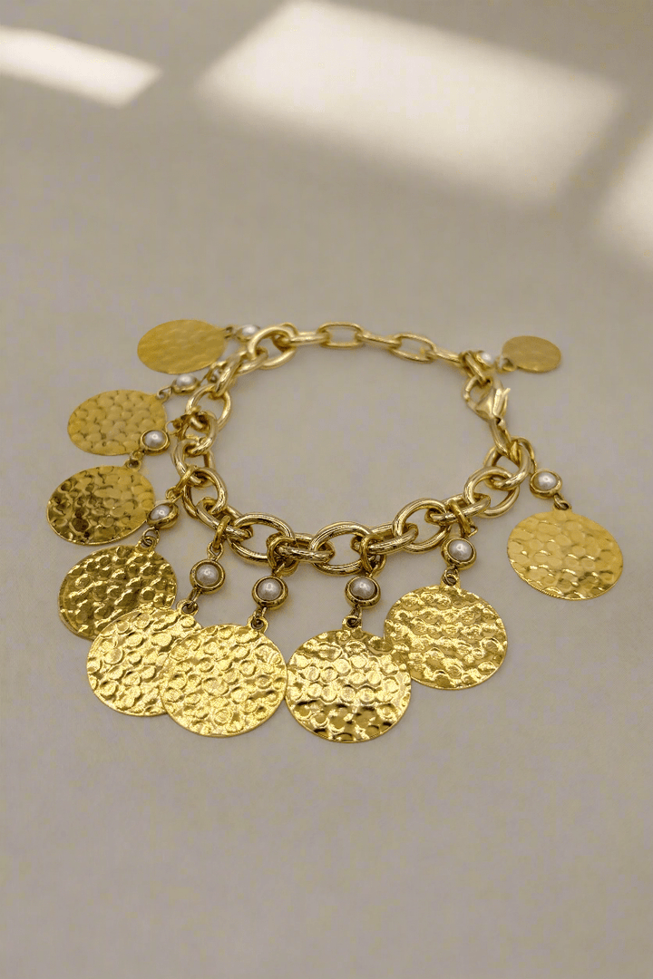 Vintage Gold Coin and Pearl Accent Interchangable Bracelet/Anklet